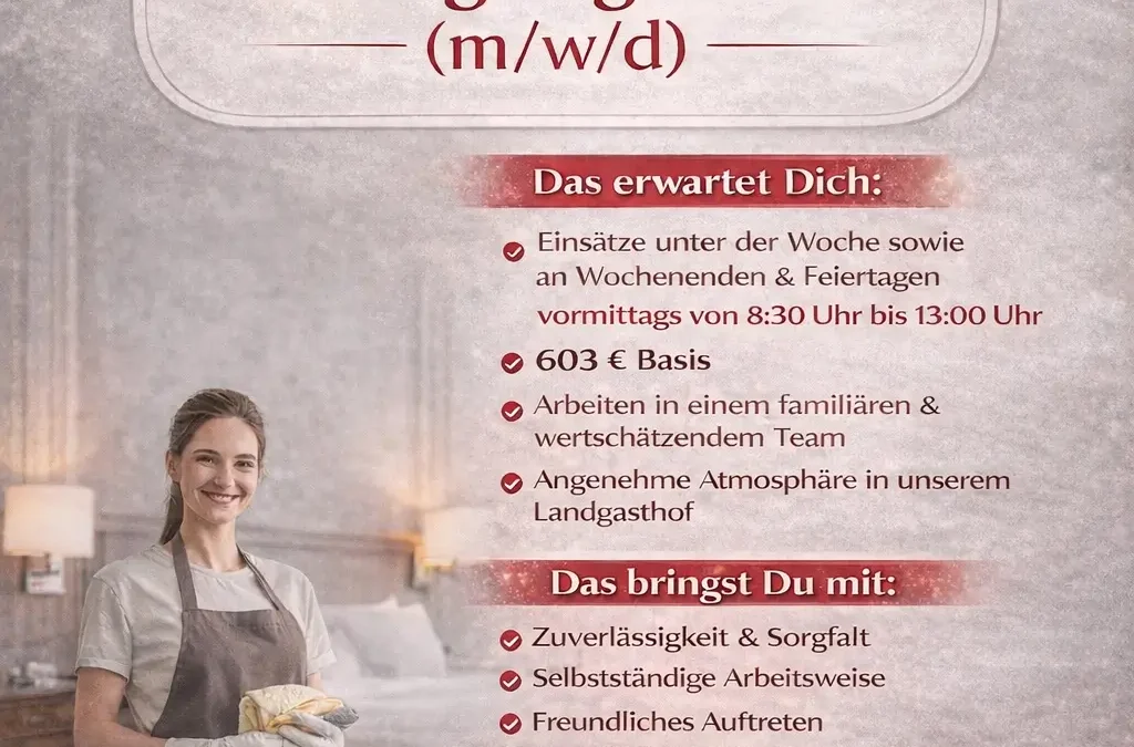 Wir suchen Dich als Reinigungskraft (m/w/d)
